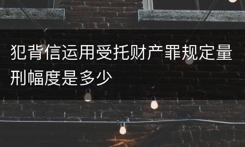 犯背信运用受托财产罪规定量刑幅度是多少