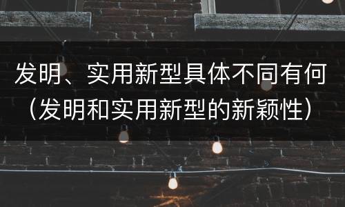 发明、实用新型具体不同有何（发明和实用新型的新颖性）