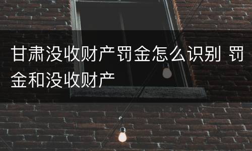 甘肃没收财产罚金怎么识别 罚金和没收财产