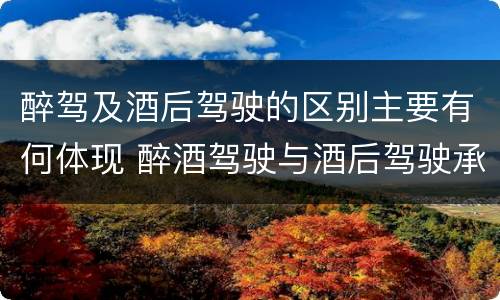 醉驾及酒后驾驶的区别主要有何体现 醉酒驾驶与酒后驾驶承担的法律责任有何区别?