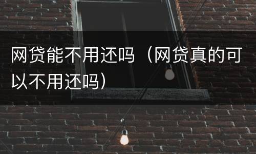 网贷能不用还吗（网贷真的可以不用还吗）
