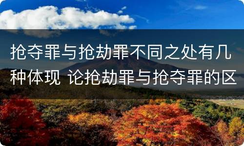 抢夺罪与抢劫罪不同之处有几种体现 论抢劫罪与抢夺罪的区别