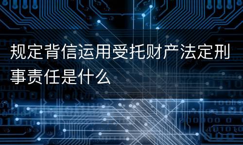 规定背信运用受托财产法定刑事责任是什么
