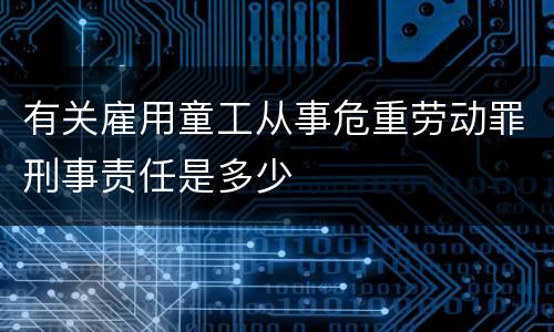 有关雇用童工从事危重劳动罪刑事责任是多少