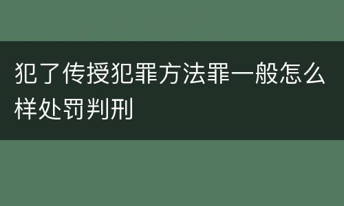 犯了传授犯罪方法罪一般怎么样处罚判刑