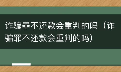 诈骗罪不还款会重判的吗（诈骗罪不还款会重判的吗）
