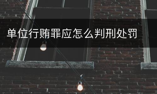 单位行贿罪应怎么判刑处罚