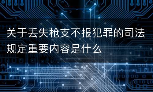 关于丢失枪支不报犯罪的司法规定重要内容是什么