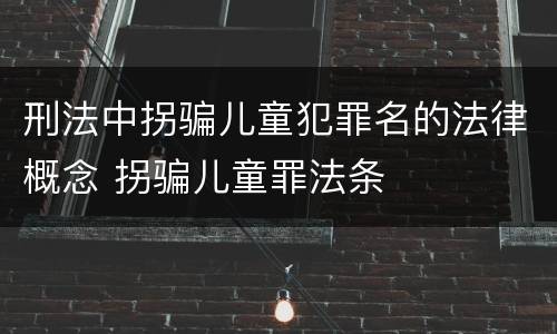 刑法中拐骗儿童犯罪名的法律概念 拐骗儿童罪法条