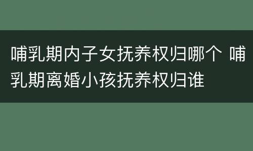 哺乳期内子女抚养权归哪个 哺乳期离婚小孩抚养权归谁