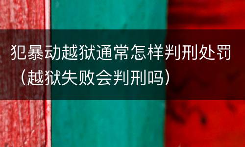 犯暴动越狱通常怎样判刑处罚（越狱失败会判刑吗）