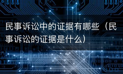 民事诉讼中的证据有哪些（民事诉讼的证据是什么）