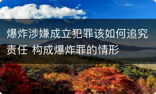 爆炸涉嫌成立犯罪该如何追究责任 构成爆炸罪的情形
