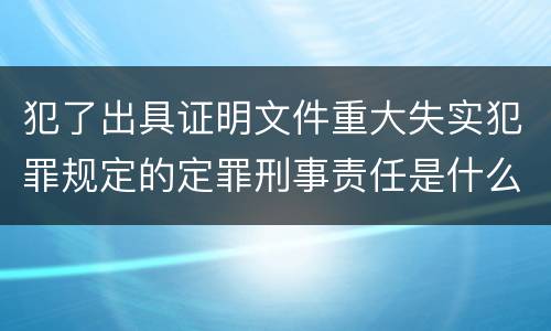 犯了出具证明文件重大失实犯罪规定的定罪刑事责任是什么样的