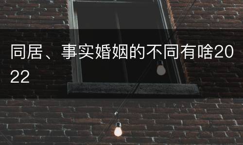 同居、事实婚姻的不同有啥2022