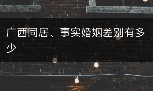 广西同居、事实婚姻差别有多少