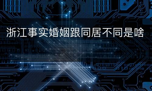 浙江事实婚姻跟同居不同是啥