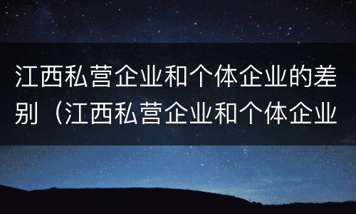 江西私营企业和个体企业的差别（江西私营企业和个体企业的差别大吗）