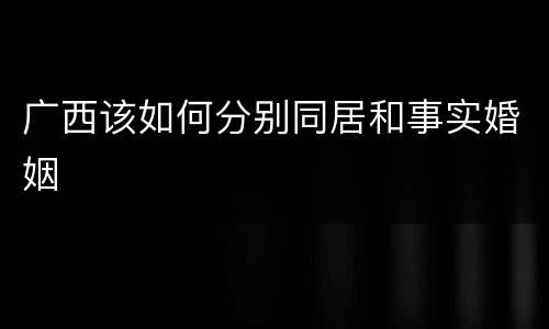 广西该如何分别同居和事实婚姻