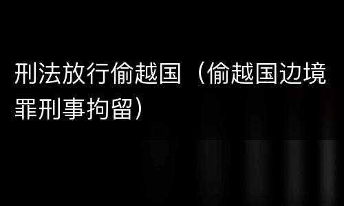 刑法放行偷越国（偷越国边境罪刑事拘留）