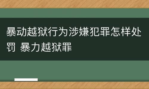 暴动越狱行为涉嫌犯罪怎样处罚 暴力越狱罪