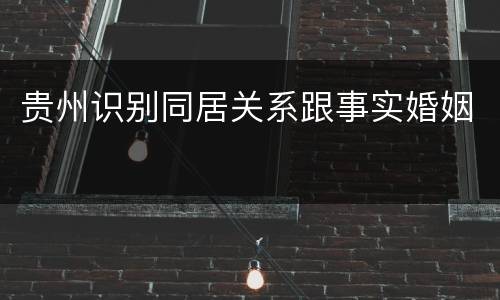 贵州识别同居关系跟事实婚姻