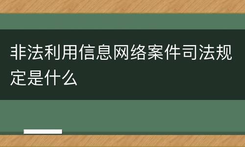 非法利用信息网络案件司法规定是什么