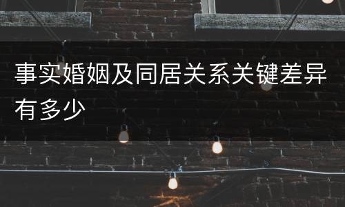事实婚姻及同居关系关键差异有多少