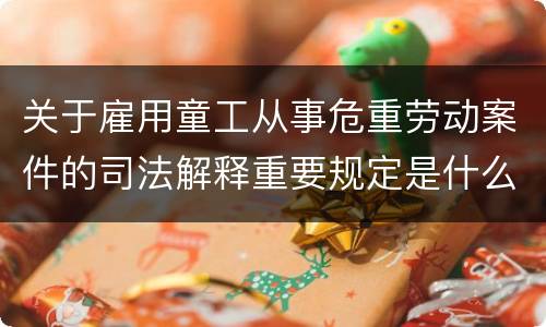 关于雇用童工从事危重劳动案件的司法解释重要规定是什么