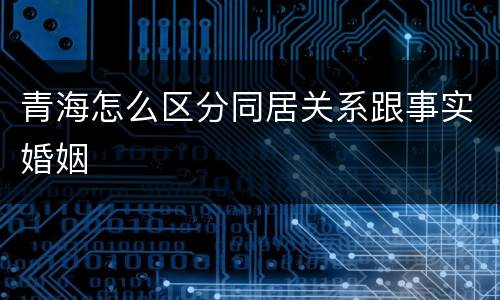 青海怎么区分同居关系跟事实婚姻