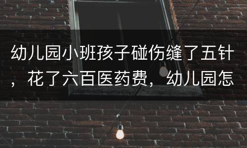幼儿园小班孩子碰伤缝了五针，花了六百医药费，幼儿园怎么赔偿