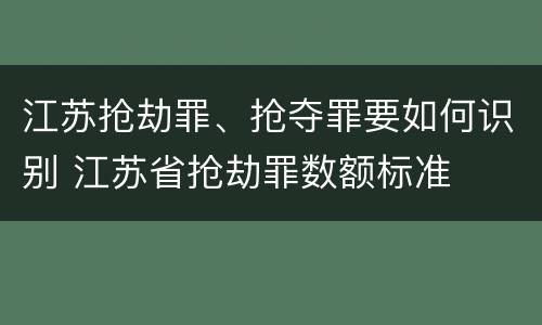 江苏抢劫罪、抢夺罪要如何识别 江苏省抢劫罪数额标准