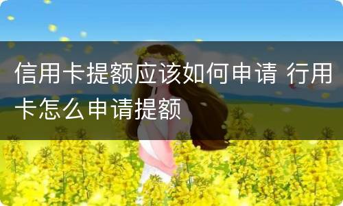 信用卡提额应该如何申请 行用卡怎么申请提额