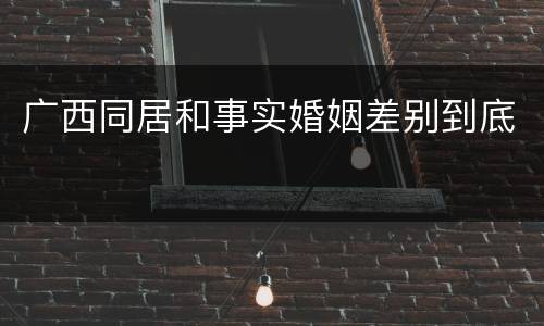 广西同居和事实婚姻差别到底