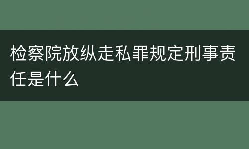 检察院放纵走私罪规定刑事责任是什么