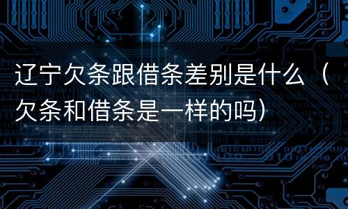 辽宁欠条跟借条差别是什么（欠条和借条是一样的吗）