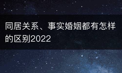 同居关系、事实婚姻都有怎样的区别2022