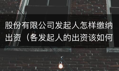 股份有限公司发起人怎样缴纳出资（各发起人的出资该如何确认?缴纳?）