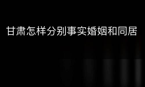 甘肃怎样分别事实婚姻和同居