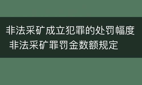 非法采矿成立犯罪的处罚幅度 非法采矿罪罚金数额规定