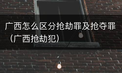 广西怎么区分抢劫罪及抢夺罪（广西抢劫犯）