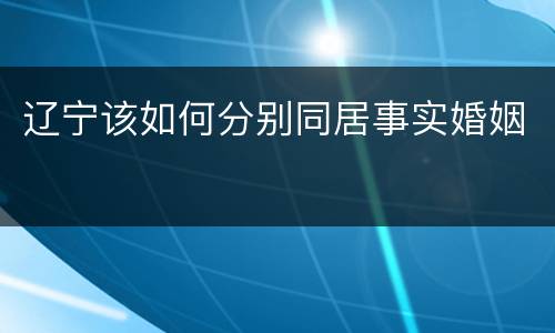 辽宁该如何分别同居事实婚姻