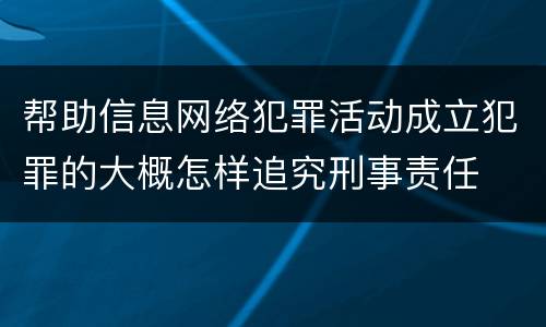 帮助信息网络犯罪活动成立犯罪的大概怎样追究刑事责任