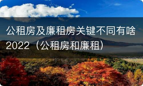 公租房及廉租房关键不同有啥2022（公租房和廉租）