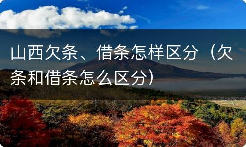 山西欠条、借条怎样区分（欠条和借条怎么区分）