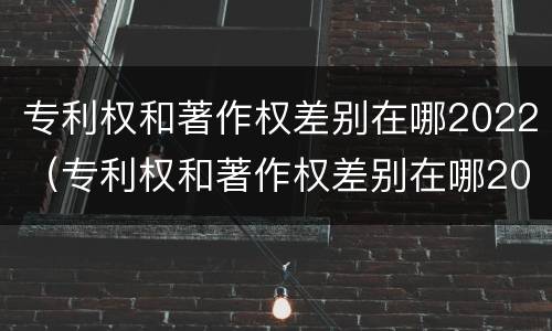 专利权和著作权差别在哪2022（专利权和著作权差别在哪2022年）