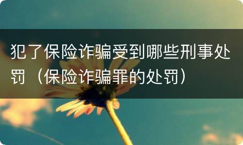 犯了保险诈骗受到哪些刑事处罚（保险诈骗罪的处罚）