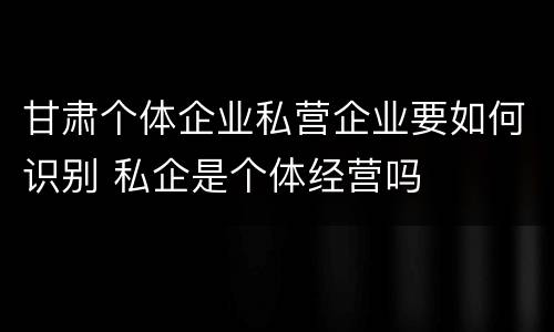 甘肃个体企业私营企业要如何识别 私企是个体经营吗