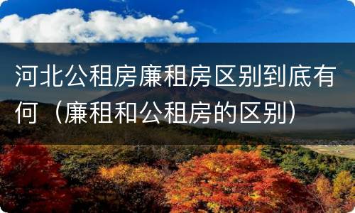 河北公租房廉租房区别到底有何（廉租和公租房的区别）