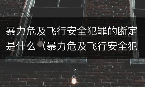 暴力危及飞行安全犯罪的断定是什么（暴力危及飞行安全犯罪的断定是什么标准）